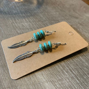Beaded Feather Dangle Earrings